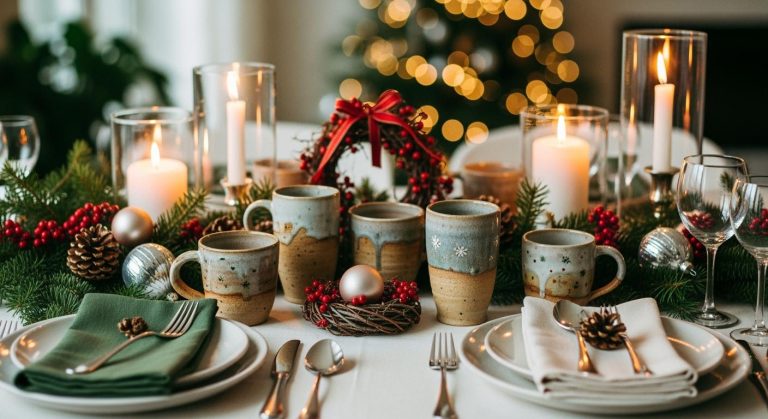 Handmade Ceramic Cups as the Highlight of Your Christmas Table Setting